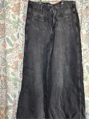 Old Navy Black Washed Wide Leg Jeans